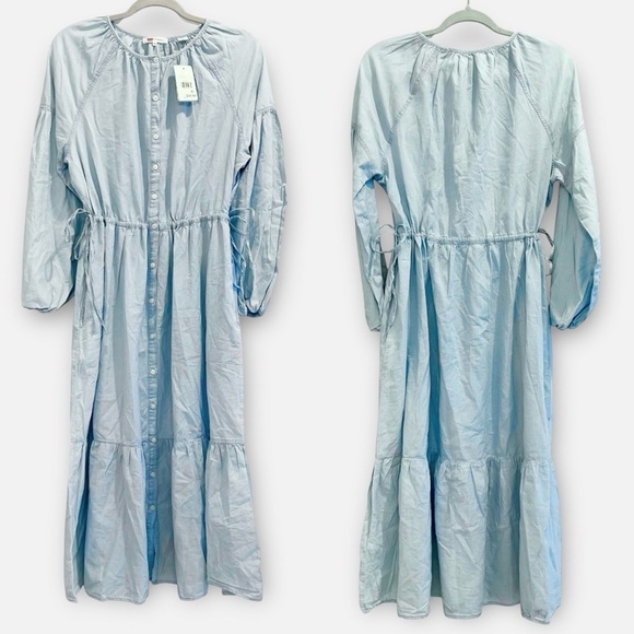 New $70 Levi's Jolene Blue Relaxed Button Down Dress, M - Picture 9 of 11